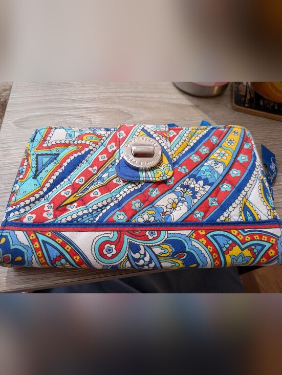 Vera Bradley Handbags - Vera Bradley Marina Paisley Colorful Patterned Women’s Clutch Wallet - Blue/Red